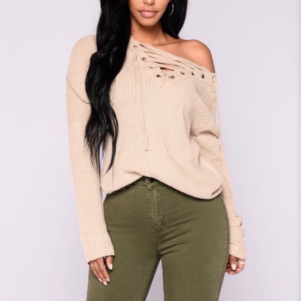 Lace Up Sweater - Fashion Nova - Picture 2 of 9
